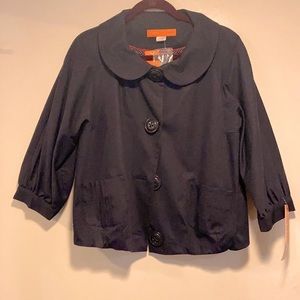Cynthia Steffe black jacket, lightweight, cotton. Chic, unique design. NWT